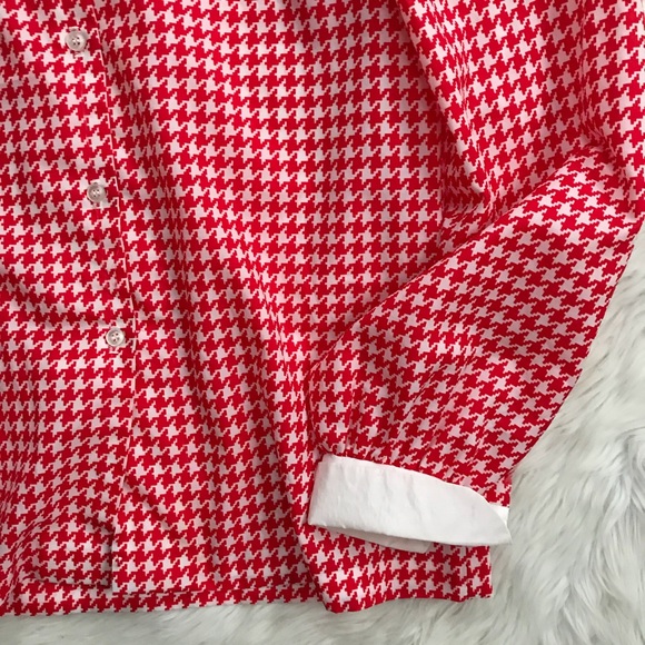 Vintage Red White Houndstooth Button Down Shirt - Picture 5 of 8